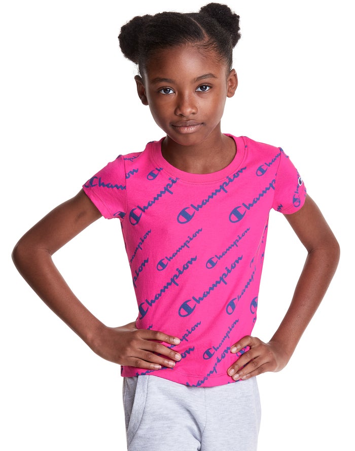 Champion T-Shirt Meisjes - Roze - Classic All Over Logo ( 815024-QKX )